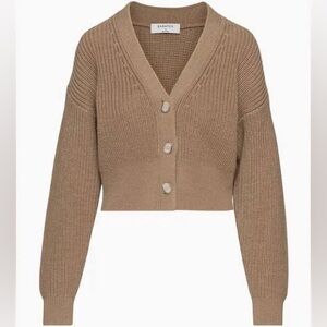 Babaton Sweaters | Babaton Tan Chunky Knit Cropped Cardigan Sweater | Size: XS